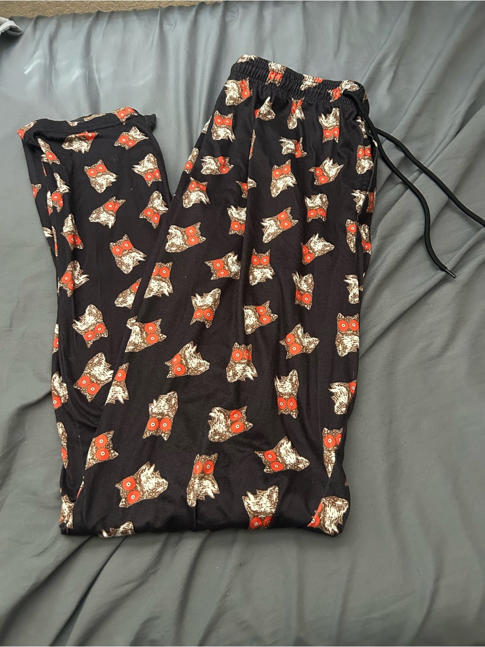 Hooters Black Lounge Pants with Owl Motif